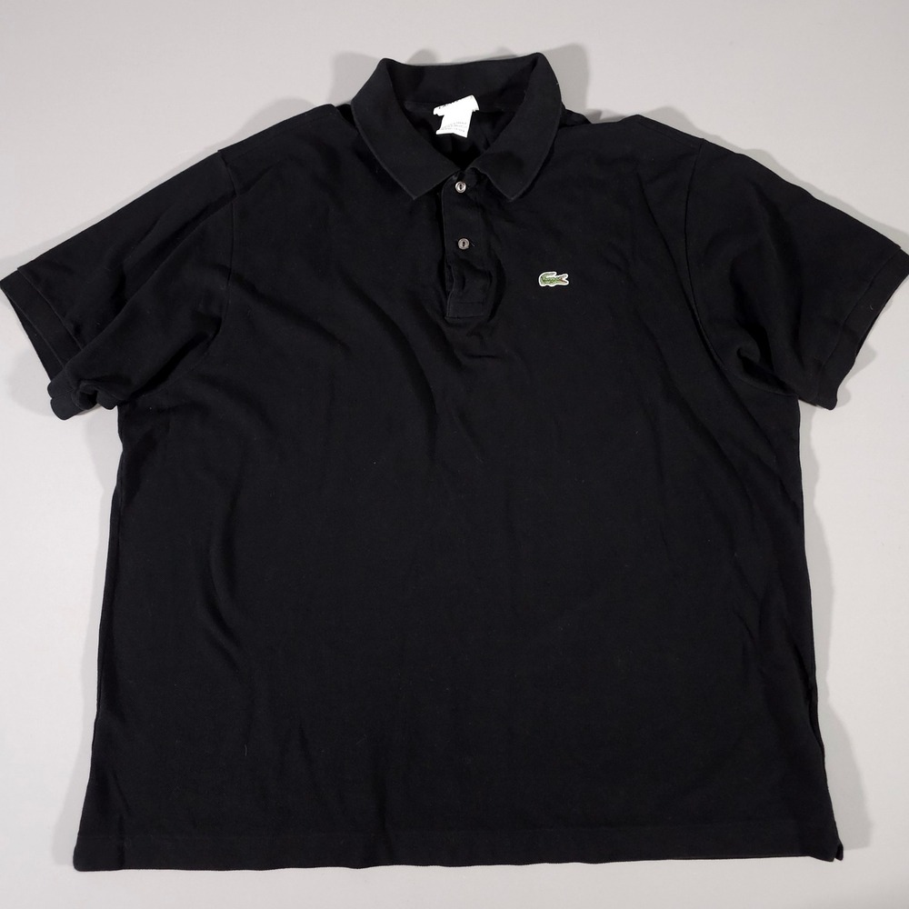 Lacoste Polo Shirt Mens 9 Black Short Sleeve Pique Cotton Logo 5191L